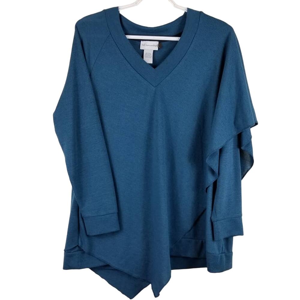 Soft Surrounding V-Neck Sharkbite Turquoise Winter Warm Effortless Sweater PL